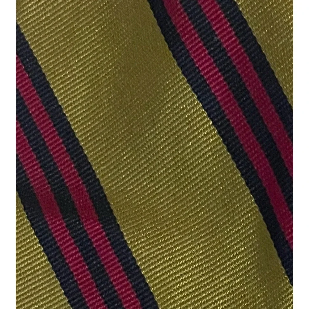 Brooks Brothers Yellow, Red & Blue‎ Striped Tie 100% Silk Men's Necktie 3 1/8